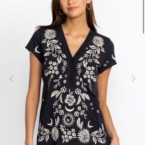 Johnny Was OLEANDER BUTTON NECK KNIT TEE